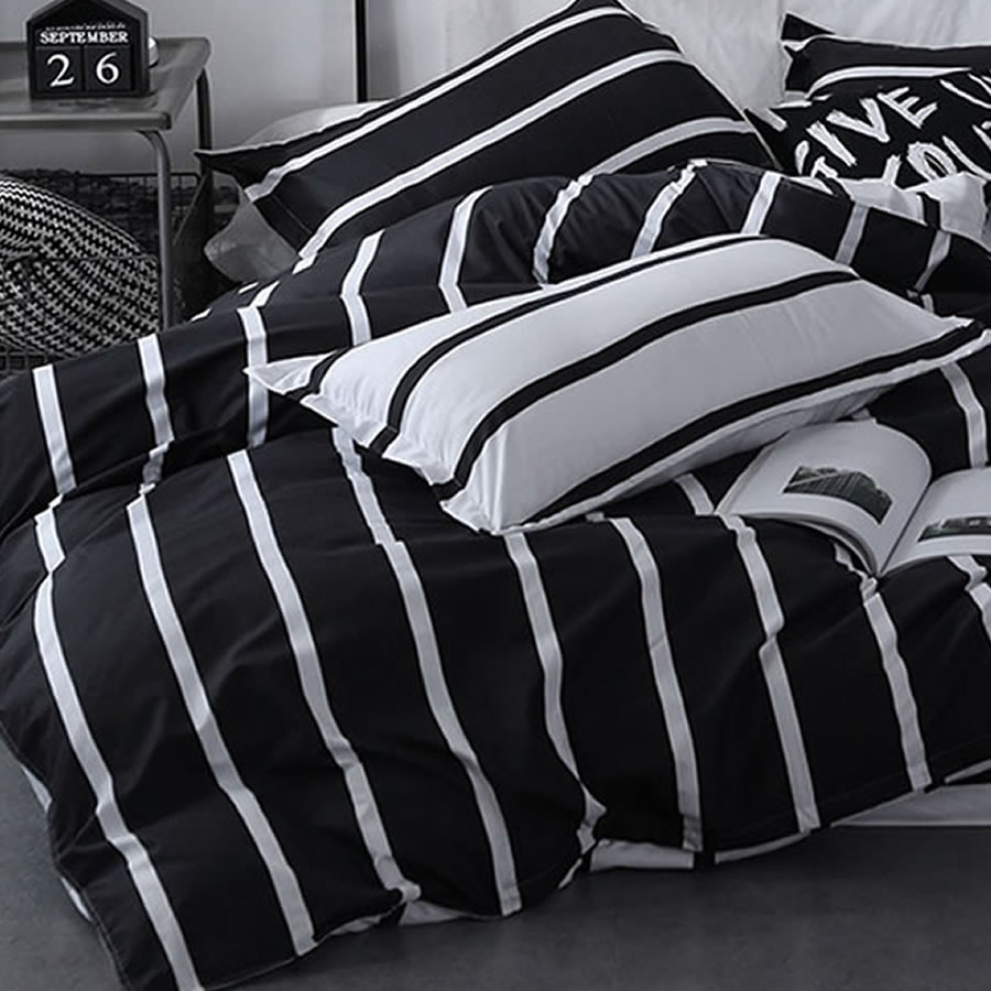 Black & White Stripes Bedding Set - Single 3 Piece Set: image 2