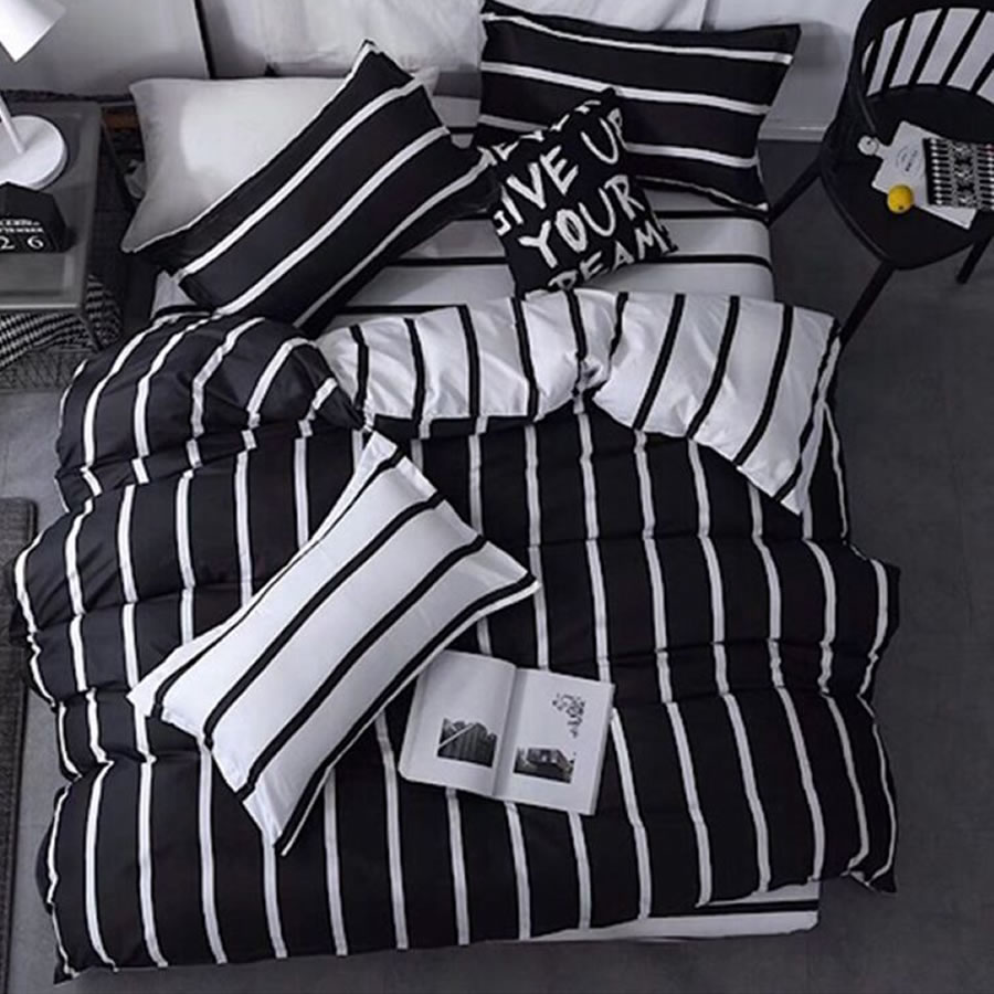 Black & White Stripes Bedding Set - Single 3 Piece Set: image 3