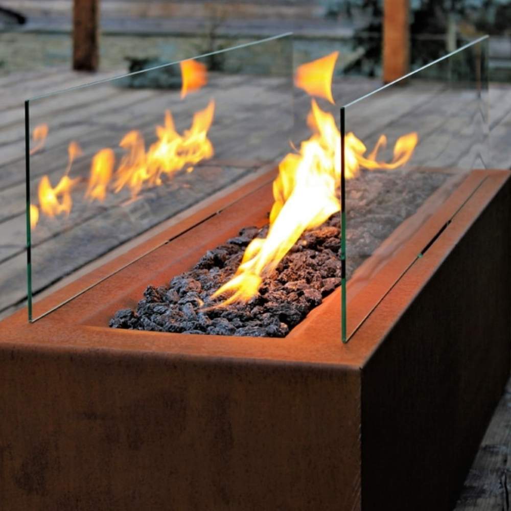 Weathered Steel Gas Fire Pit