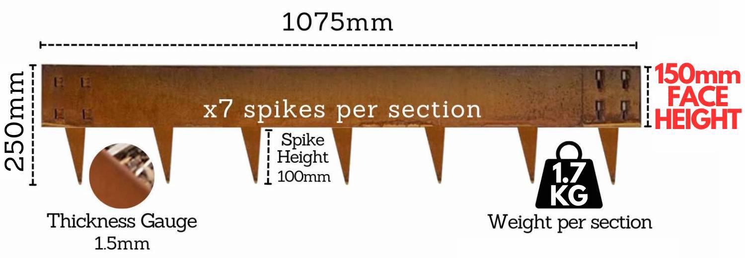 Corten Steel Garden Edge - 100mm Face Height (per m): image 10