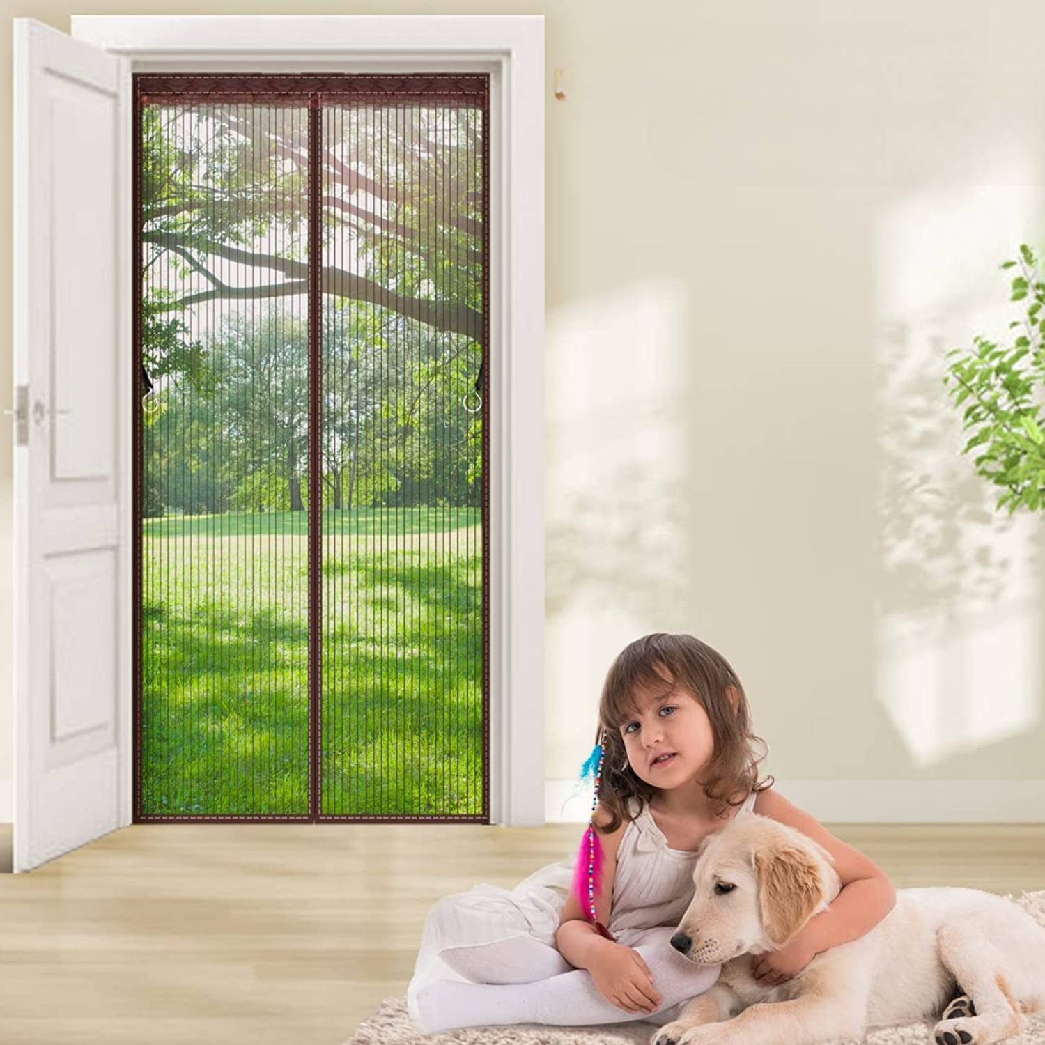 Brown Door Screen - 60cm x 210cm