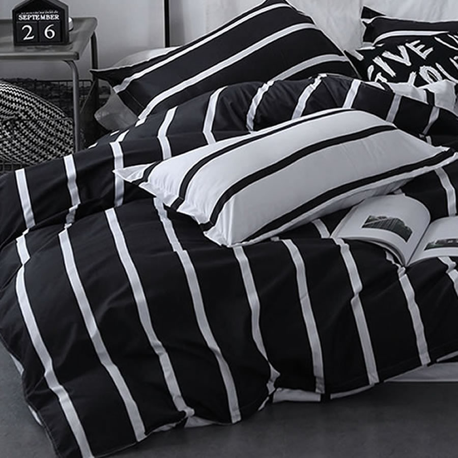 striped black white comforter set
